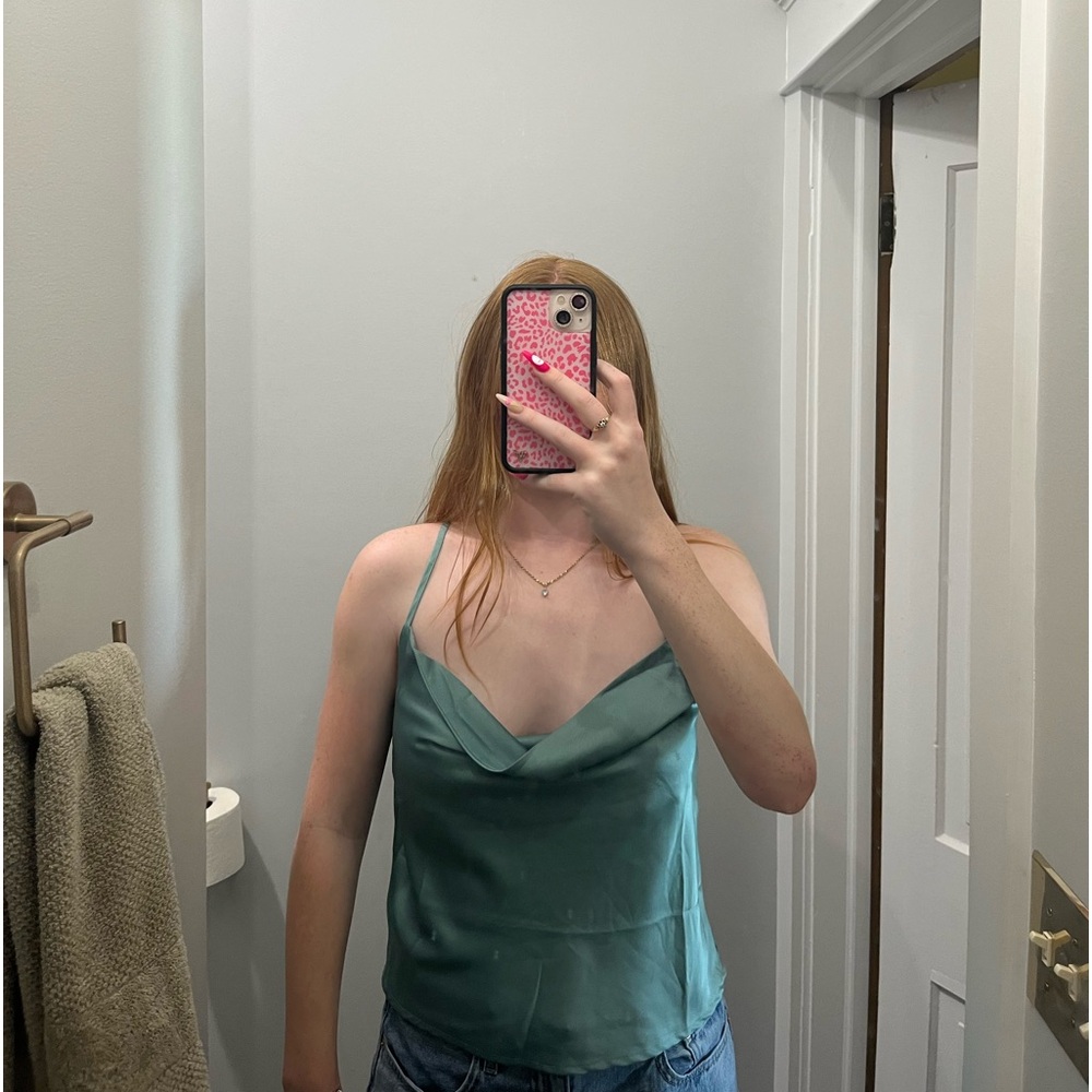 satin cowl neck silk top